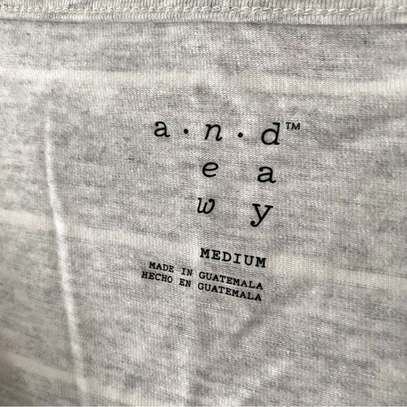 a new day Boatneck Heather Grey Striped Tee Shirt Size M - Picture 5 of 6